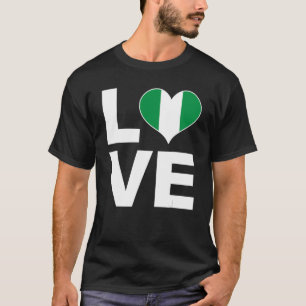 Camiseta Eu amo Nigéria Heart Flag Nigéria