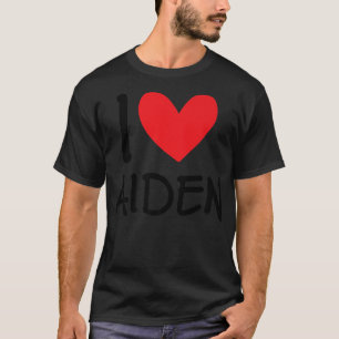 Camiseta Eu Amo Nome de Aiden Homens Personalizados Cara Am