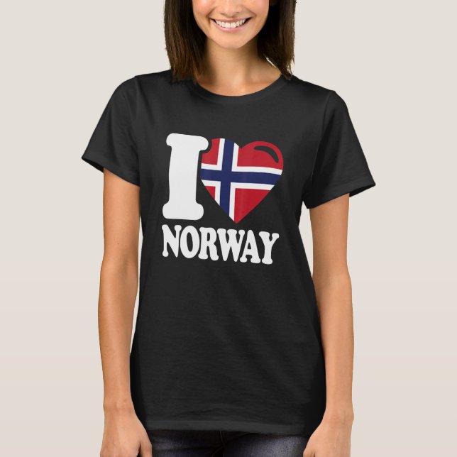Camiseta Eu Amo Noruega Pátria Noruega Bandeira Noruega (Frente)