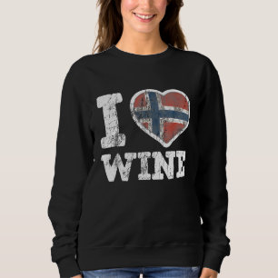 Camiseta Eu Amo Norueguês Wine Norway Heart Flag