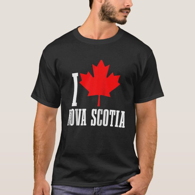 Camiseta Eu amo Nova Escócia Maple Leaf Canada Flag (Frente)