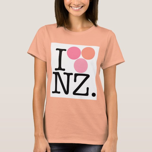 Camiseta Eu Amo Nova Zelândia - Rosa (Frente)