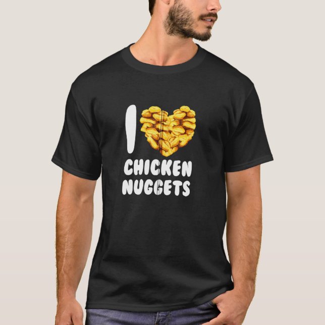 Camiseta Eu Amo Nuggets De Frango Fofinho Comida Rápida Zip (Frente)