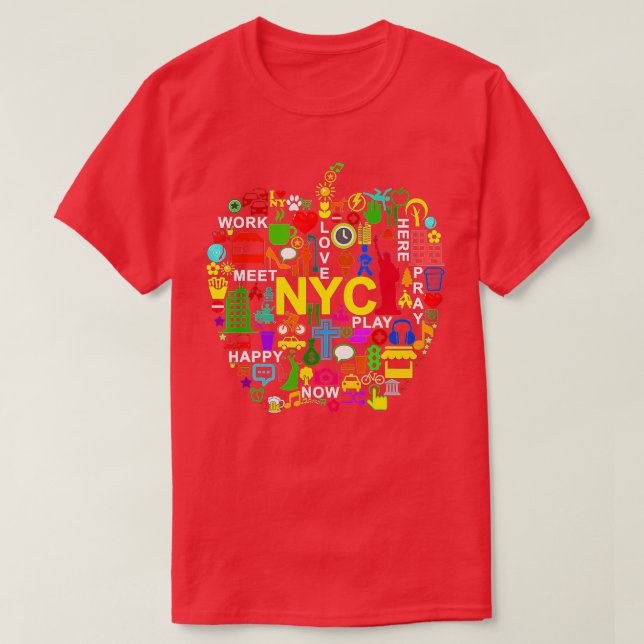 Camiseta EU AMO NYC's NOVA IORQUE BIG APPLE (Frente do Design)