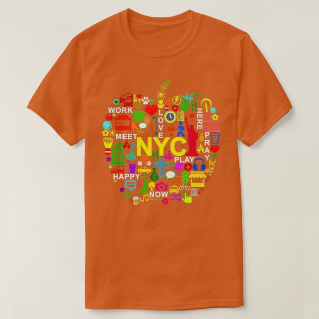Camiseta EU AMO NYC's NOVA IORQUE BIG APPLE (Frente do Design)