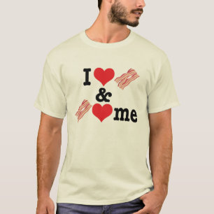 Camiseta Eu amo o bacon e o bacon ama-me para trás