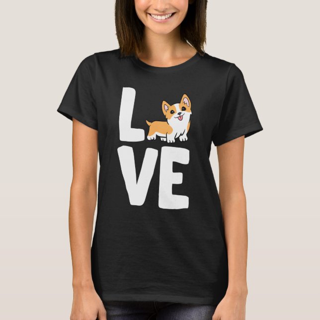 Camiseta Eu amo o cachorro Corgis corgi (Frente)