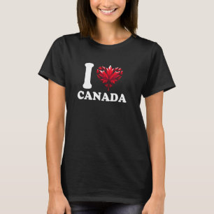 Camiseta Eu Amo o Canadá Cardíaco Maple Canadense Leaf Wome