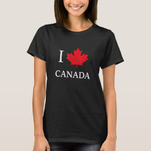 Camiseta Eu Amo o Canadá Maple Leaf Heart Canada Day Tee