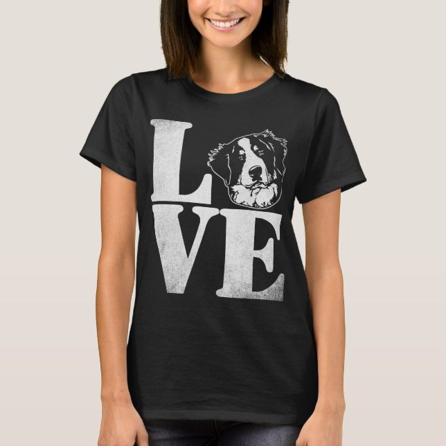 Camiseta Eu amo o cão de montanha de Bernese (Frente)