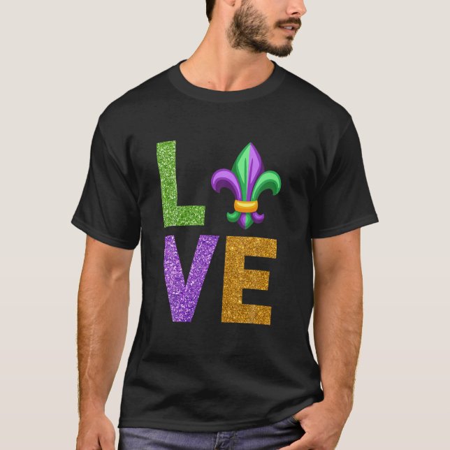 Camiseta Eu Amo O Carnaval De Mardi Gras Fleur Cute De Lis  (Frente)