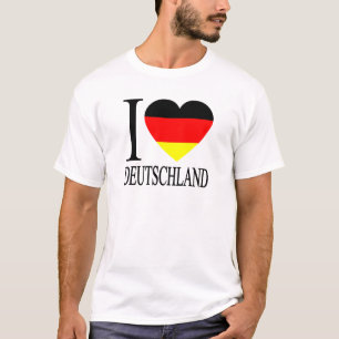 Camiseta Eu amo o coração alemão da bandeira de Alemanha