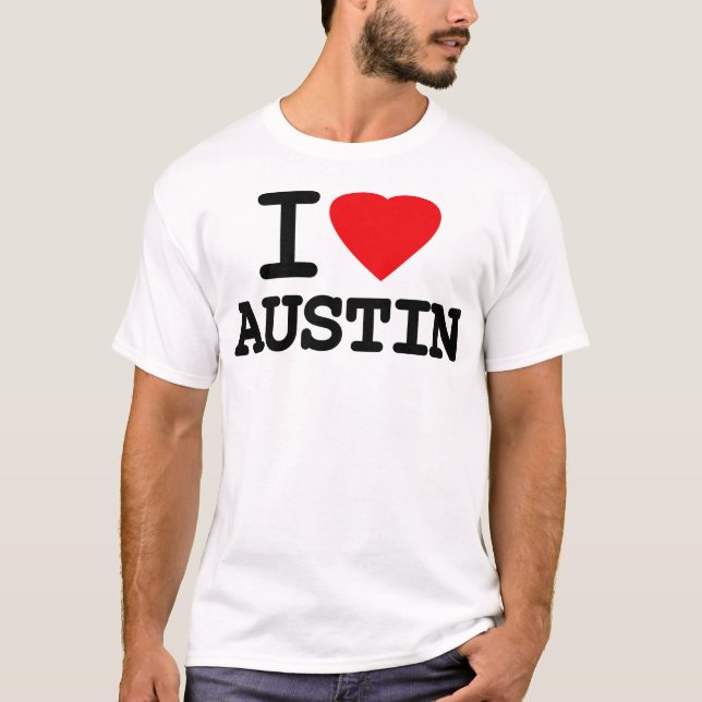 Camiseta Eu amo o coração Austin Texas (Frente)