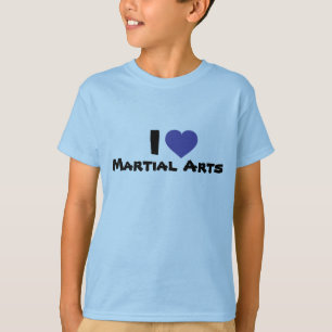 Camiseta Eu amo o coração azul das artes marciais
