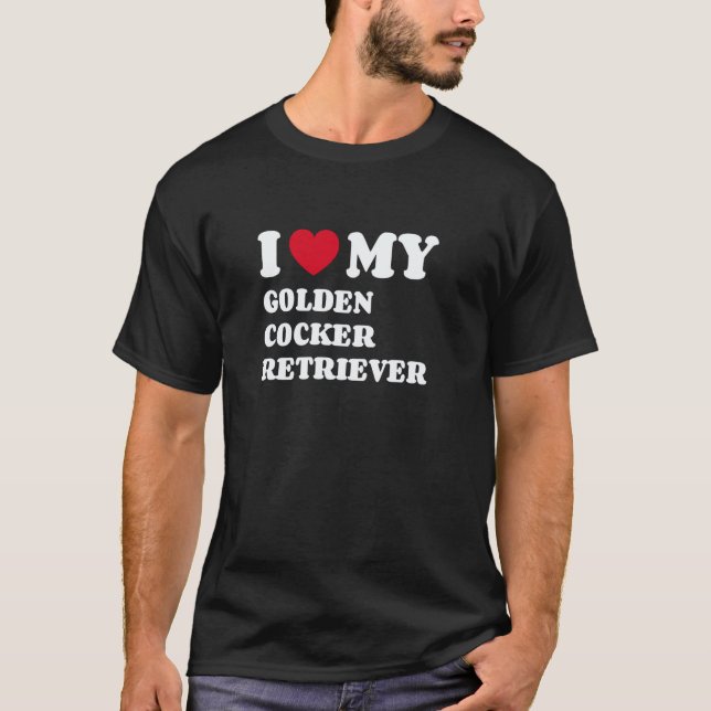 Camiseta Eu Amo o Coração do Dono do Cocker Retriever Doura (Frente)
