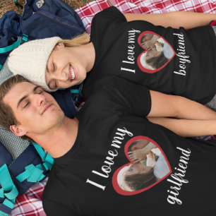 Camiseta Eu amo o coração, minha foto personalizada namorad