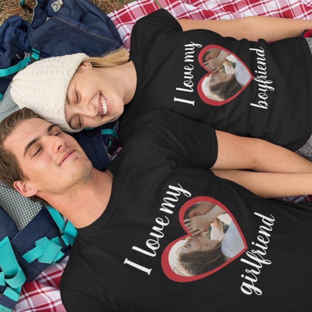 Camiseta Eu amo o coração, minha foto personalizada namorad (Criador carregado)