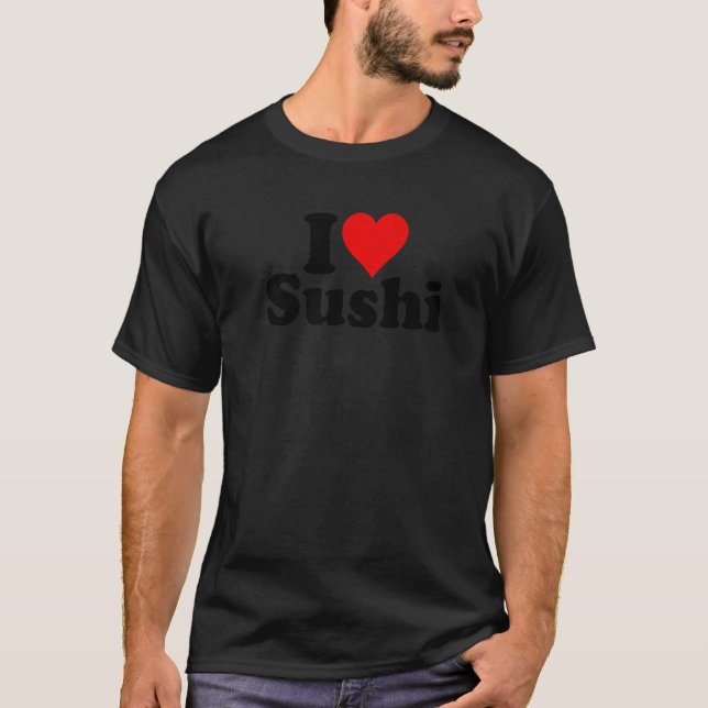 Camiseta EU AMO O CORAÇÃO SUSHI JAPONÊS COMIDA Premium (Frente)