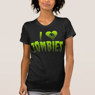 Camiseta Eu amo o crânio o Dia das Bruxas dos zombis