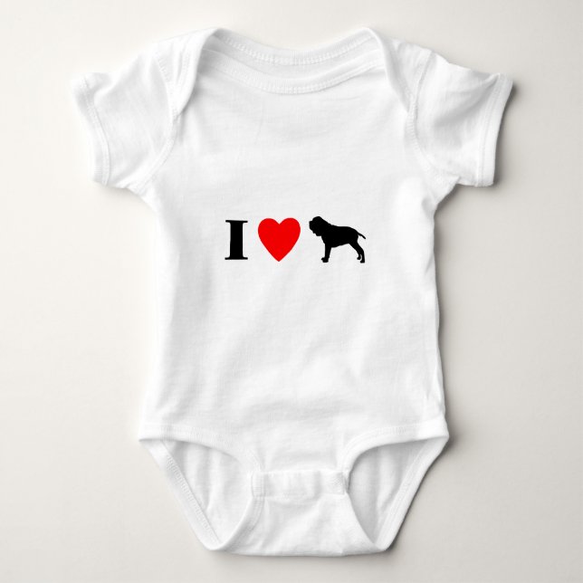 Camiseta Eu amo o Creeper napolitana do bebê dos Mastiffs (Frente)