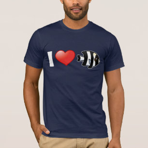 Camiseta Eu amo o Damselfish de quatro listras