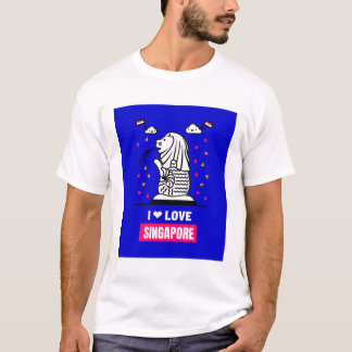 Camiseta Eu Amo O Design De Cingapura De Merlion Para Turis