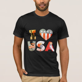 Camiseta EU AMO O Design de Frases dos EUA