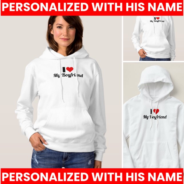 Camiseta Eu Amo o Design do Meu Namorado (I Love My BF I Love My Boyfriend I Love My BD hoodie)