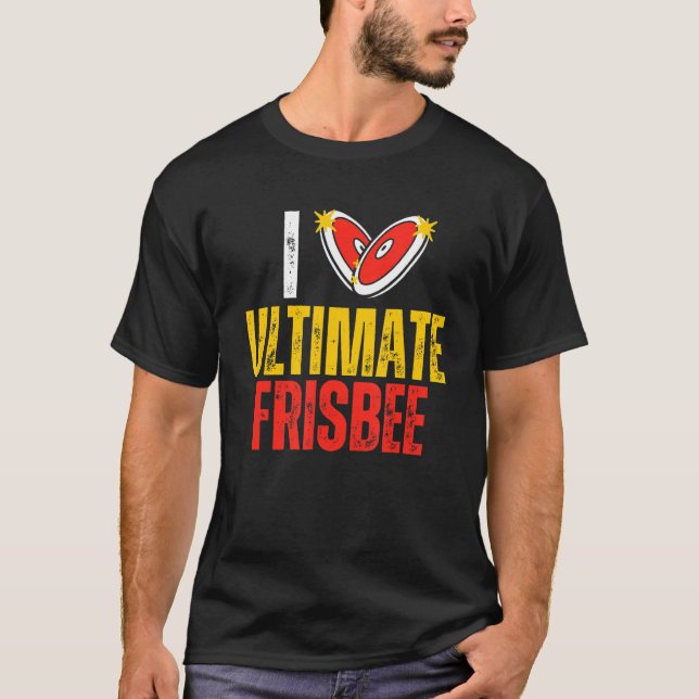 Camiseta Eu Amo O Disco Voador Frisbee O Esporte Frisbee (Frente)