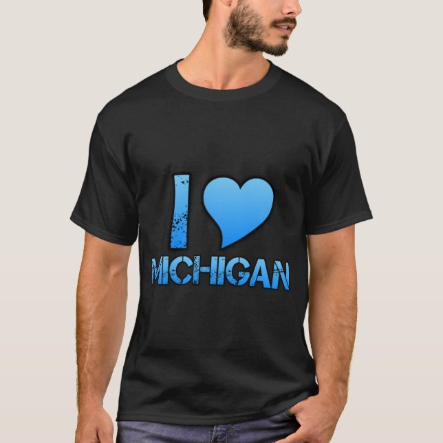 Camiseta Eu Amo o Estilo de Skate de Michigan (Frente)