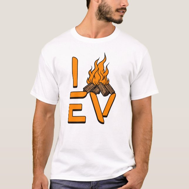 Camiseta Eu Amo O EV Acampando Campfire (Frente)