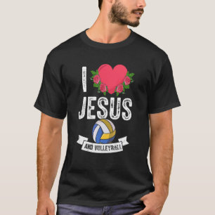 Camiseta Eu Amo O Fã De Esportes De Jesus E Jogador De Vole