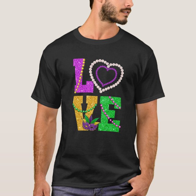 Camiseta Eu Amo O Festival De Carnaval De Mardi Gras Fleur  (Frente)