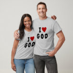 Camiseta Eu amo o G O D | Coração: texto personalizado DEUS<br><div class="desc">Esta camisa pode ser personalizada em qualquer lugar ou item,  ou seja,  C U P ou Pessoa ie. M O M ou bonito muito do que você ama e parece legal.</div>