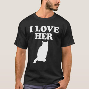 Camiseta Eu amo o gatinho dela. Eu gosto do seu galo combin