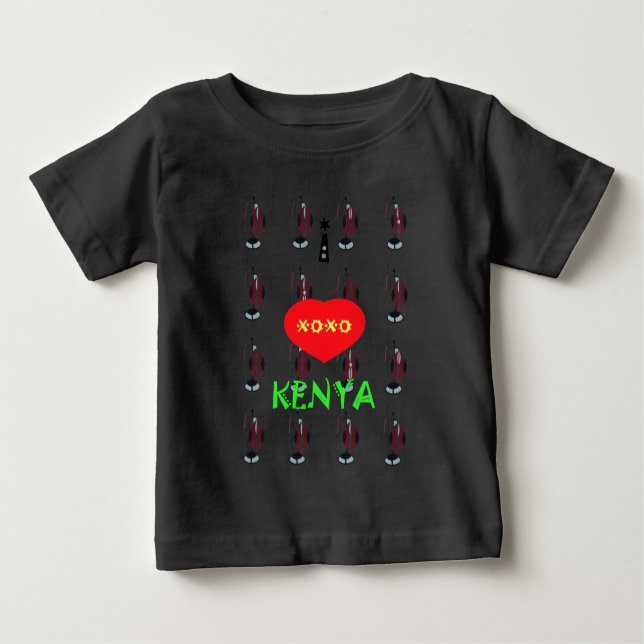 Camiseta Eu amo o Kenya Maasai Art Impressão (Frente)