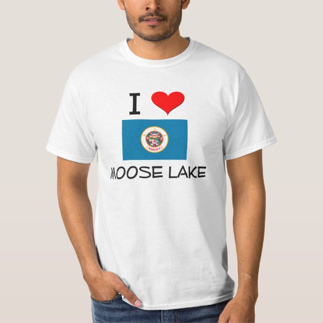 Camiseta Eu amo o lago Minnesota moose (Frente)