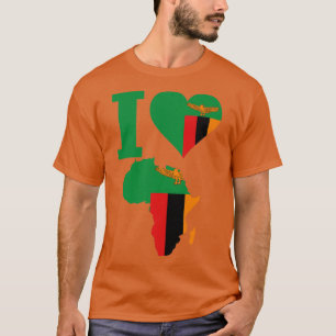 Camiseta Eu amo o mapa da África da bandeira Zâmbia