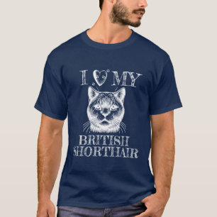Camiseta Eu Amo o Meu British Shorthair, Pegadas de Gato Br