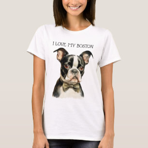 CAMISETA EU AMO O MEU CACHORRO DO TERRIER BOSTON