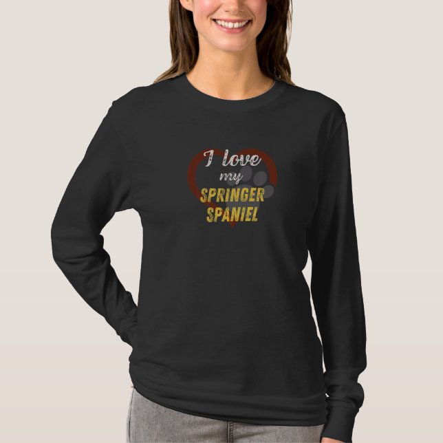 Camiseta Eu Amo O Meu Cachorro Espanhol Springer (Frente)