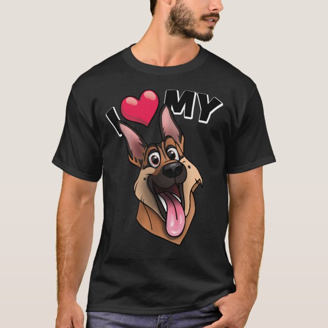 Camiseta Eu Amo O Meu German shepherd! 122 (Frente)