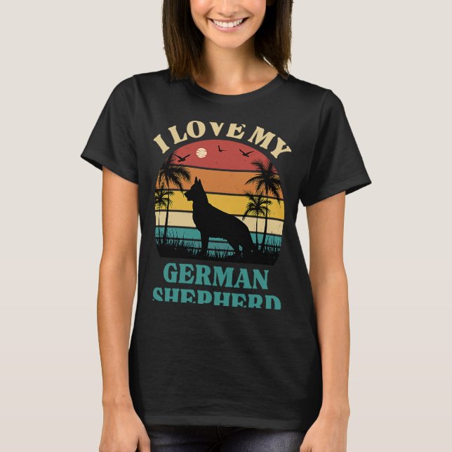 Camiseta Eu Amo o meu German shepherd Cachorro Cachorro Ale (Frente)