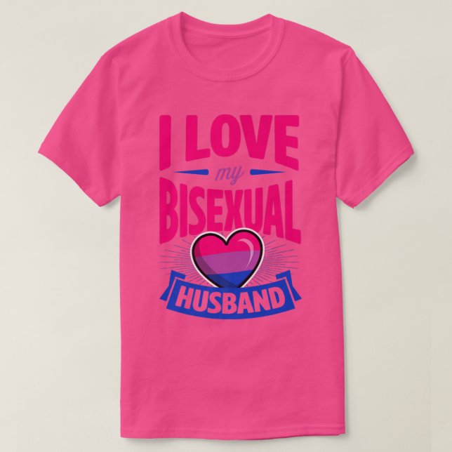 Camiseta Eu Amo O Meu Marido Bissexual, Cute Bi Pride Anniv (Frente do Design)