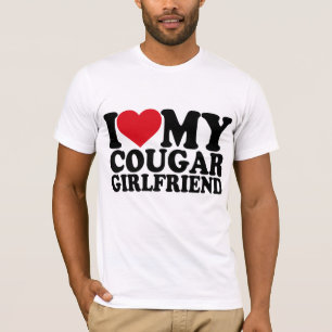 Camiseta Eu Amo O Meu Namorada de Cougar Branco, Eu Corto O
