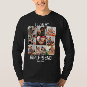Camiseta Eu amo o meu namorado Colagem de 9 fotos personali