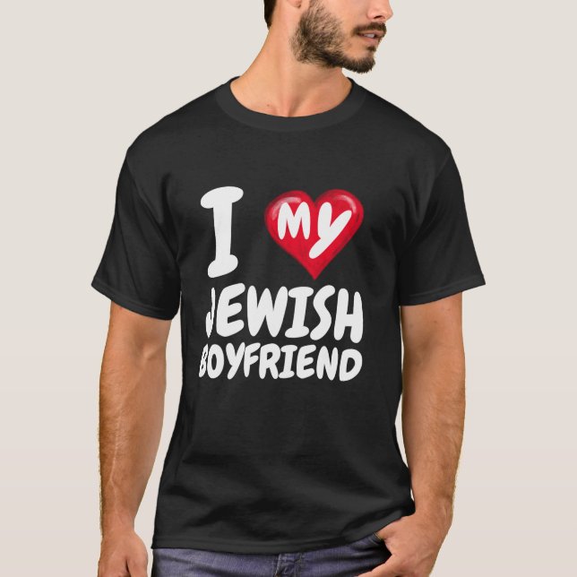 Camiseta Eu Amo O Meu Namorado Judeu I Casal V Vermelho BF (Frente)