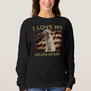 Camiseta Eu Amo O Meu Ouro Pai De Retriever Mãe Bandeira Am
