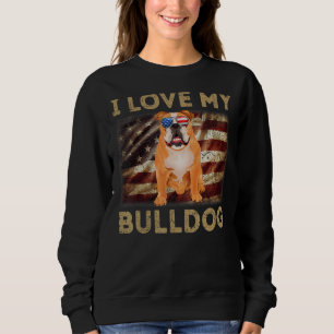 Camiseta Eu Amo O Meu Pai De Buldogue Mãe Americana Buldogu