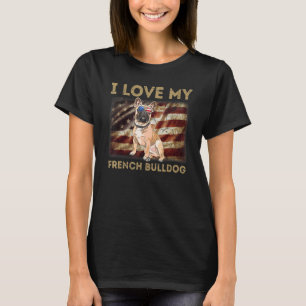Camiseta Eu Amo O Meu Pai Francês Mamão Mãe A Bandeira Amer